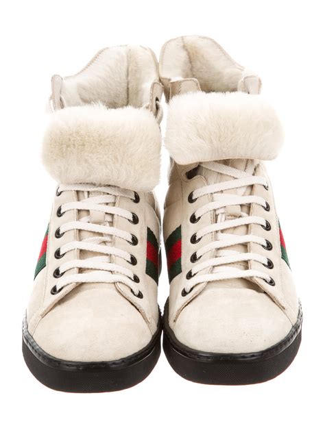 Gucci fur sneakers women's